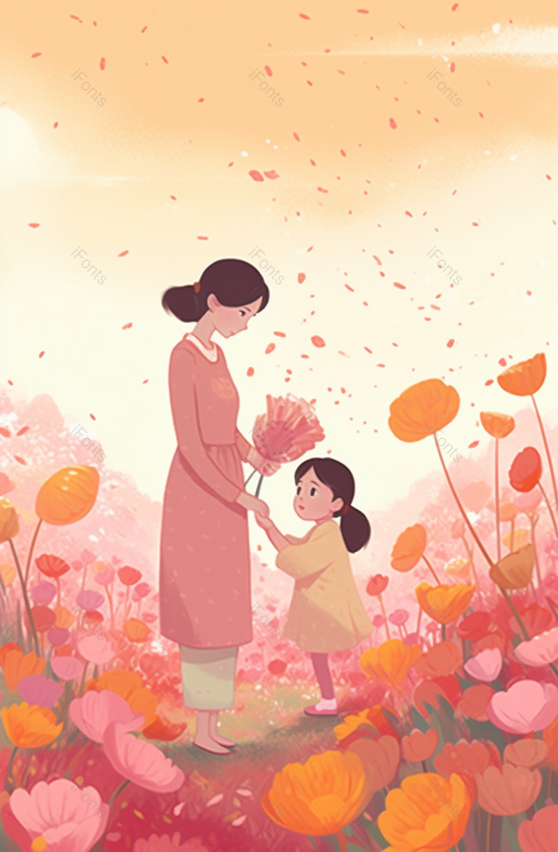 粉色母亲节送花背景图,插画/手绘图,插画/手绘图库,插画/手绘图下载,插画/手绘